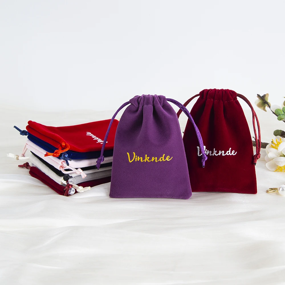 100Pcs Personalized Logo Velvet Bag 10x15cm Suede Drawstring Pouches Pockets Wedding Jewelry Earrings Ring Gift Organizer Sack