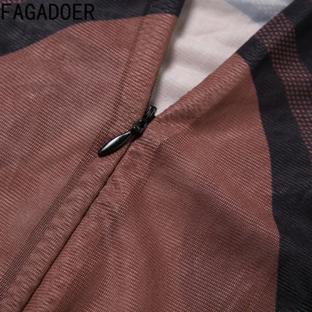 FAGADOER Y2k Sexy Mesh See Through Bodycon Jumpsuits Women Color Block Printing Long Sleeve Rompers Female Streetwear Overalls