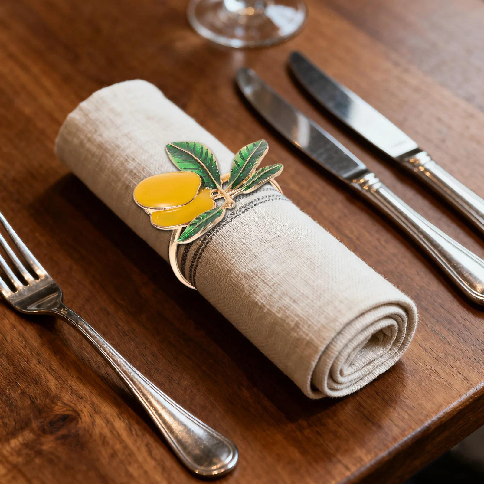 

Lemon Napkin Rings Set Decorative Wedding Party Table Holders Kitchen Accessories Modern Design Elegant Table Setting