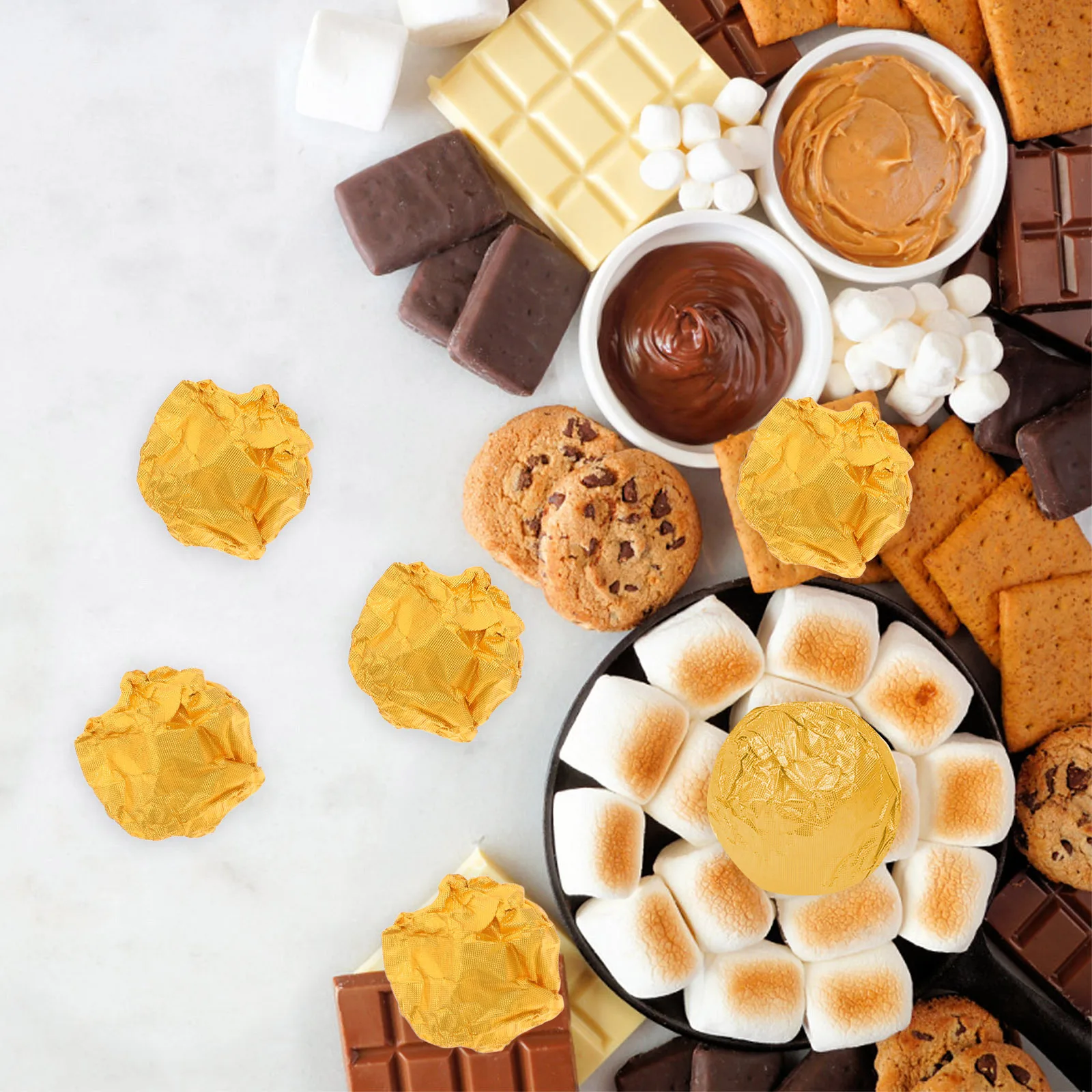 

200Pcs Foil Candy Wrappers Golden Chocolate Aluminum Foil Paper for Shower Graduation Anniversary Decor Gift Wrapping