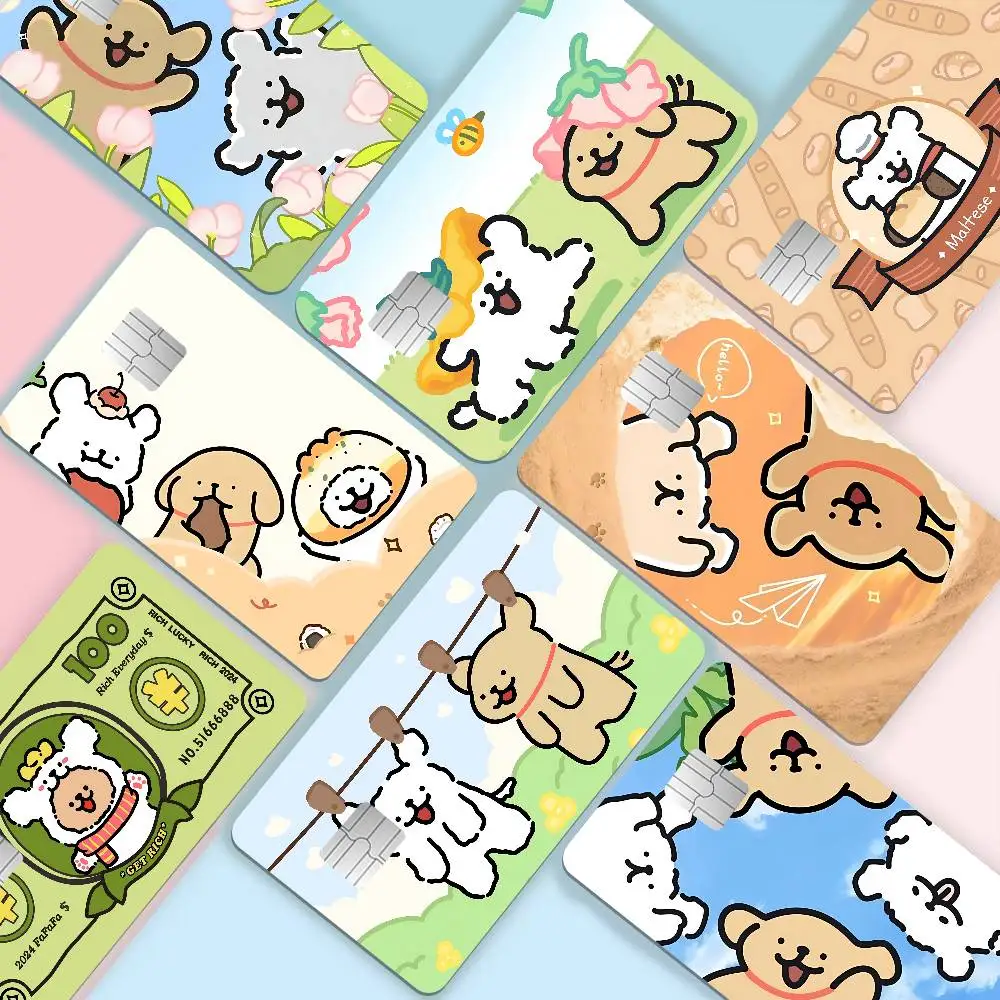 Dog Breed Maltese Line Dog Diy Credit Debit Card Sticker Party Sticker Decoration Waterproof Small Chip Card Skin Sticker