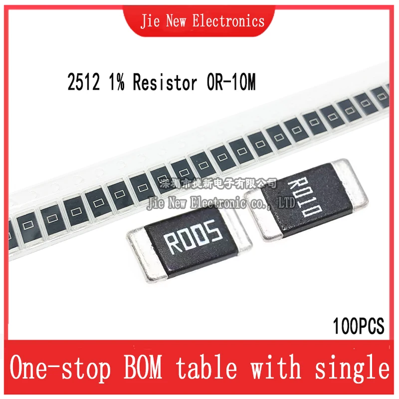100PCS 2512 1W SMD Resistor 1% 0R-10M 0.1R 0.24R 0.5R 0.75R 1R 10R 47R 100R 1K  4.7K 10K 47K 82K 100K 220K 330K 750K 1M
