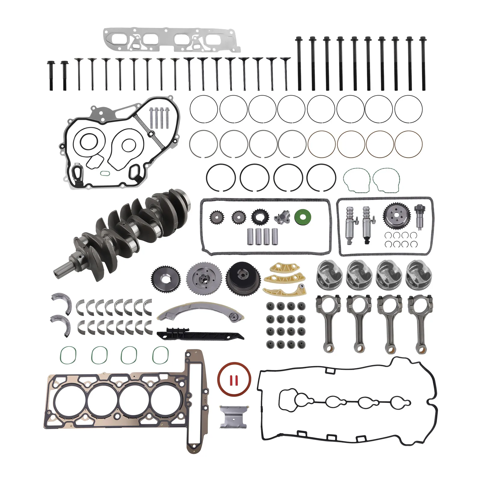 2.4L Engine Rebuild Overhaul Kit Crankshaft Rods Timing For Chevy Buick GMC