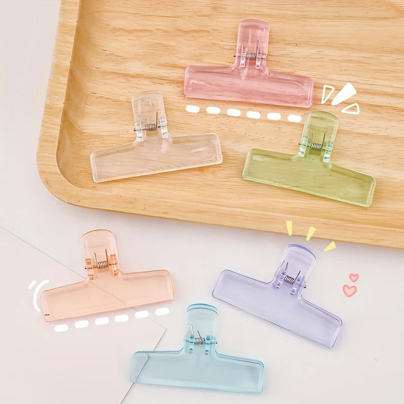 6pcs Set of Japanese Minimalist Large-Size Acrylic Transparent Macaron Color Clip Office Stationery Storage Clips, Paper Clip image 4