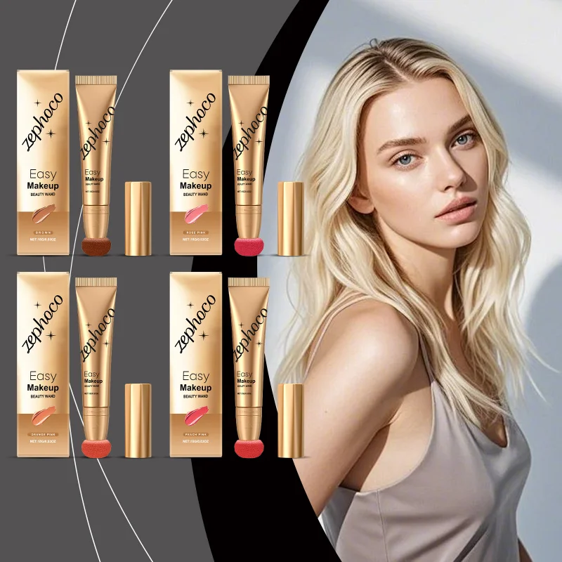 

Liquid Blush Wand, Cushion Blush Applicator, Long Lasting Blendable Cheek Color, Natural Flush, Portable Makeup Stick