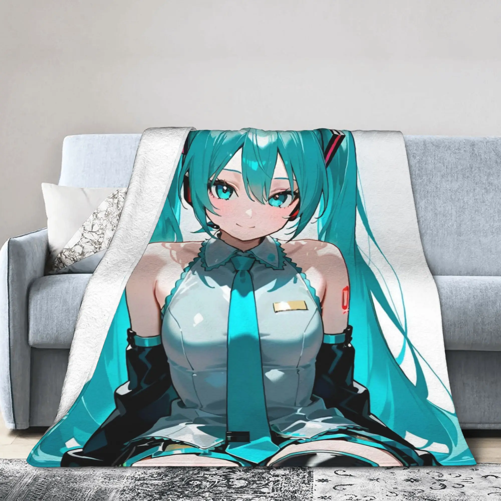 Hatsunes Mikus Vocaloid البطانيات أنيمي نمط الفانيلا الجدة تنفس رمي البطانيات ل كرسي تغطي أريكة الخريف/الشتاء ،