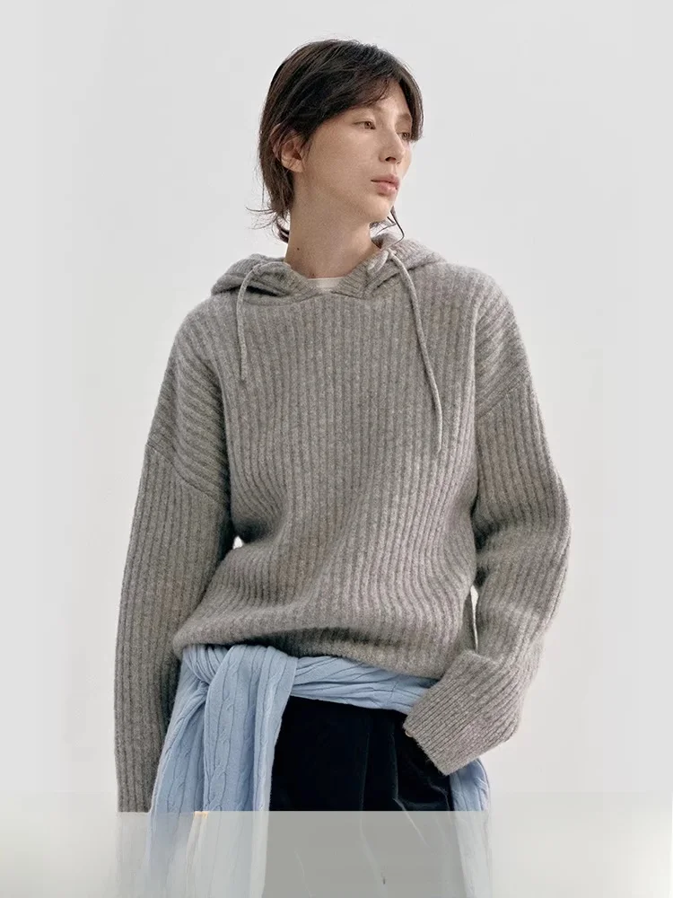 

Вязаный свитер-шапка Planites из смесовой шерсти с верблюжьим пухом, легкий, пушистый, свободного кроя, с длинными рукавами, на шнурке, для женщин