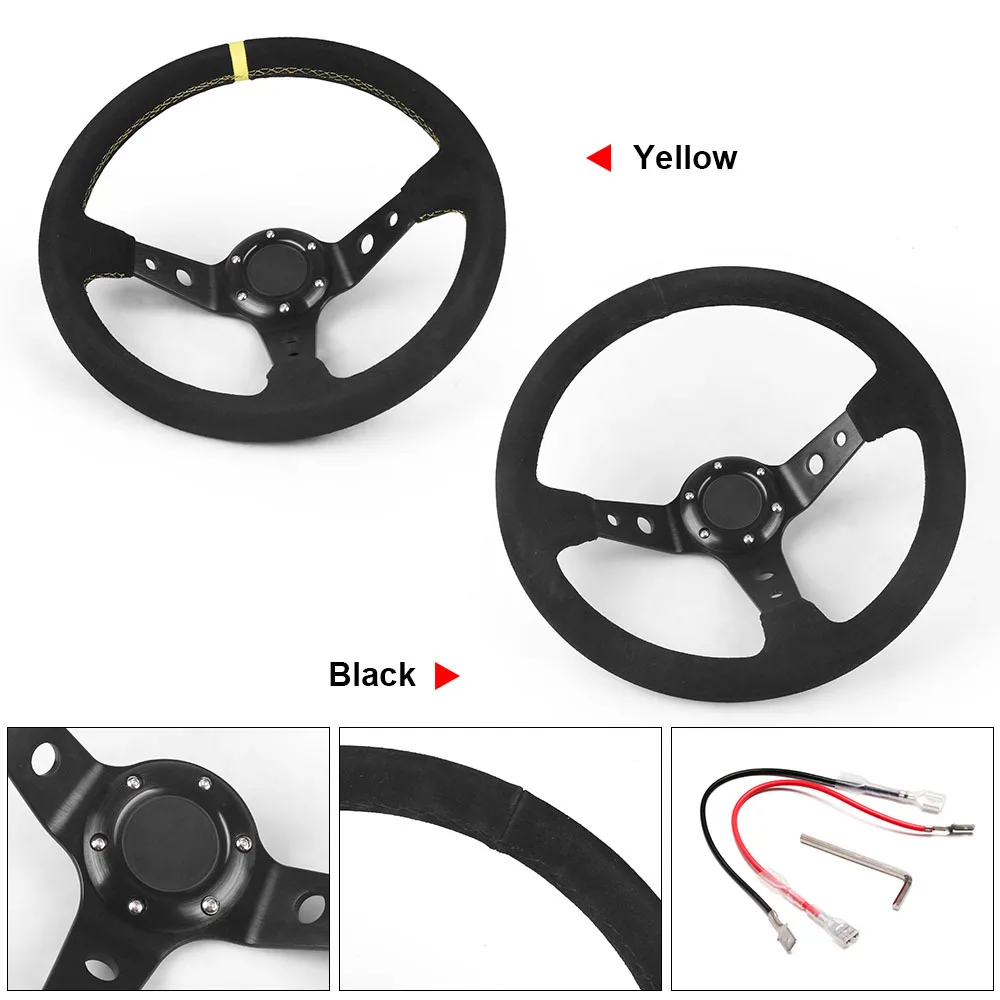

Universal 14 Inch 350mm Car Steering Wheel Suede Leather Drift Racing Game Steering Wheel