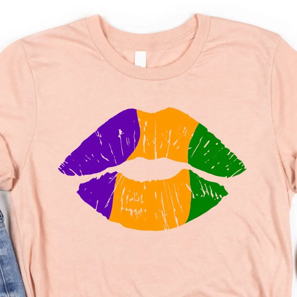 Mardi Gras T Shirt Sweat Carnival Lover Lips Vibes Fat Tuesday