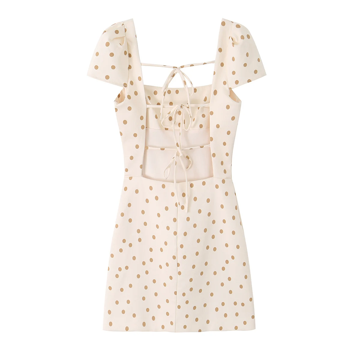 KONDALA Damen Elegantes Polka-Dot-Kleid mit Schleife, Kurzkleid, Sommer 2026, Trendiges Freizeitkleid, Figurbetontes Abendkleid, Rückenfreies Kleid für Dinner und Dates – Detail 3