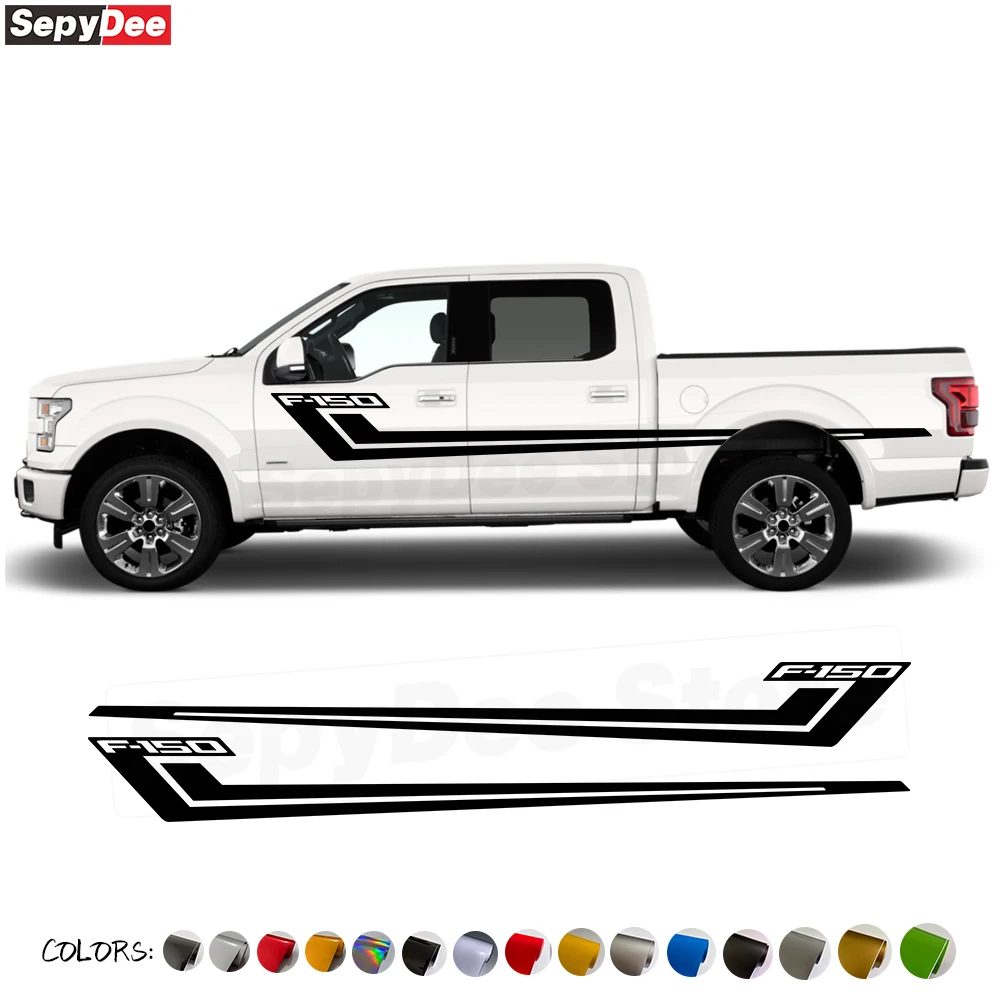 

2 Pcs Door Side Skirt Sticker For Ford F150 2009-On Raptor SVT Waist Line Rear Trunk Stripes Reflective Vinyl Decal