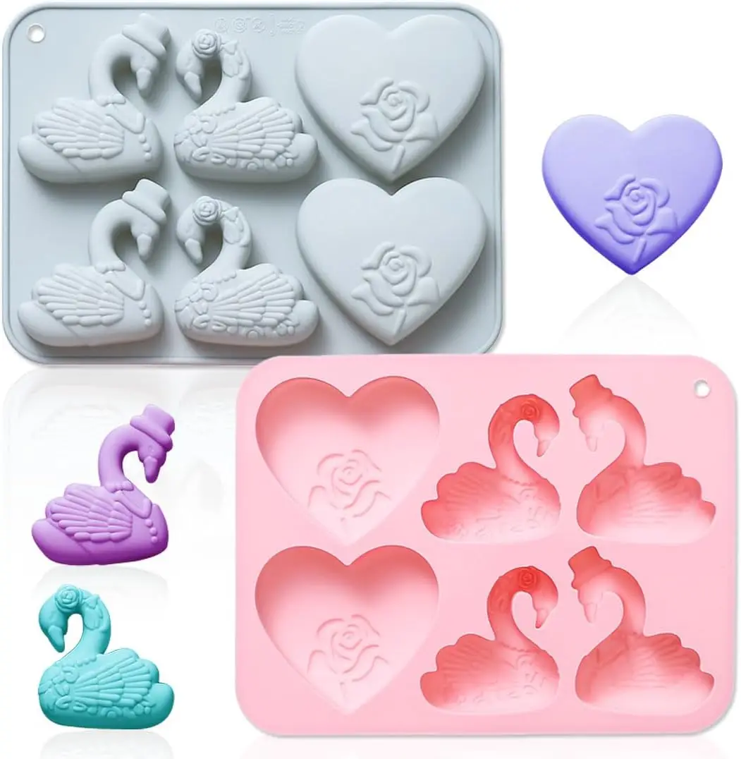 

Valentine Themed Silicone Molds 6 Cavity 3D Swan Heart Shaped Cake Mould Tray DIY Chocolate Candy Mousse Dessert Baking Tools