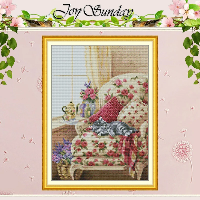 

The Cat On The Sofa Patterns Counted Cross Stitch Set DIY 11CT 14CT 16CT HD Stamped DMC Cross-stitch Kit Embroidery Needlework