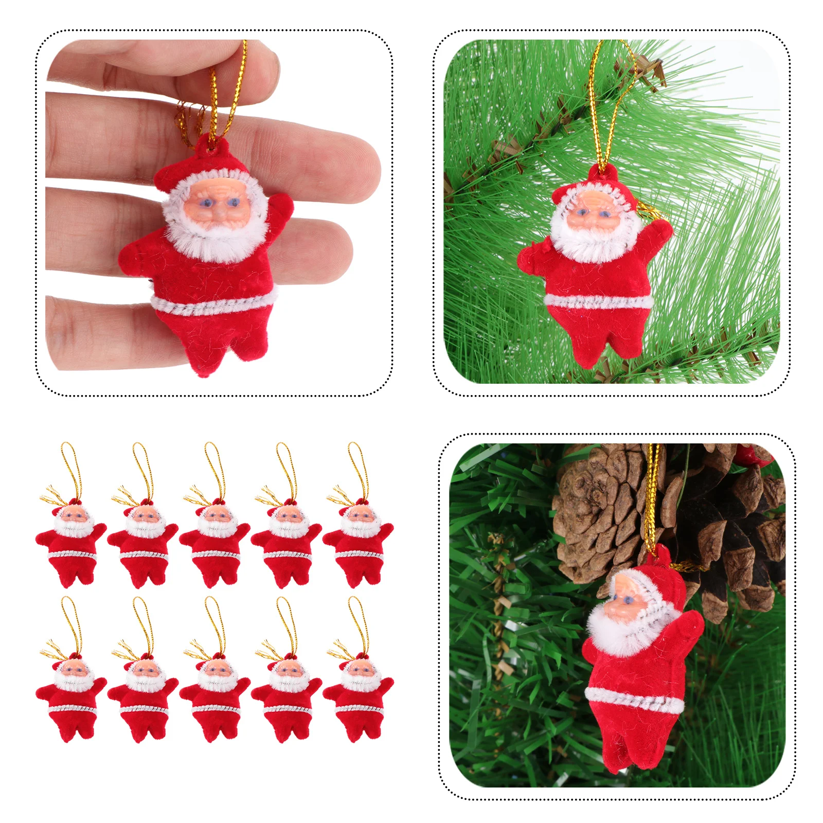 

50pcs Mini Santa Claus Pendant Christmas Tree Hanging Decorations Red 1.97" .38" Cloth Xmas Ornaments For Holiday Home Tree