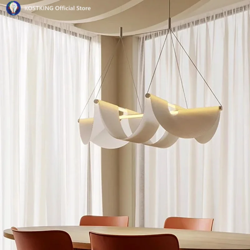 Sea Wave Modern Art Dining Room Ceiling Chandeliers Designer Villa Bedroom light Trendy Bar Hanging Lamp White Minimal Idea