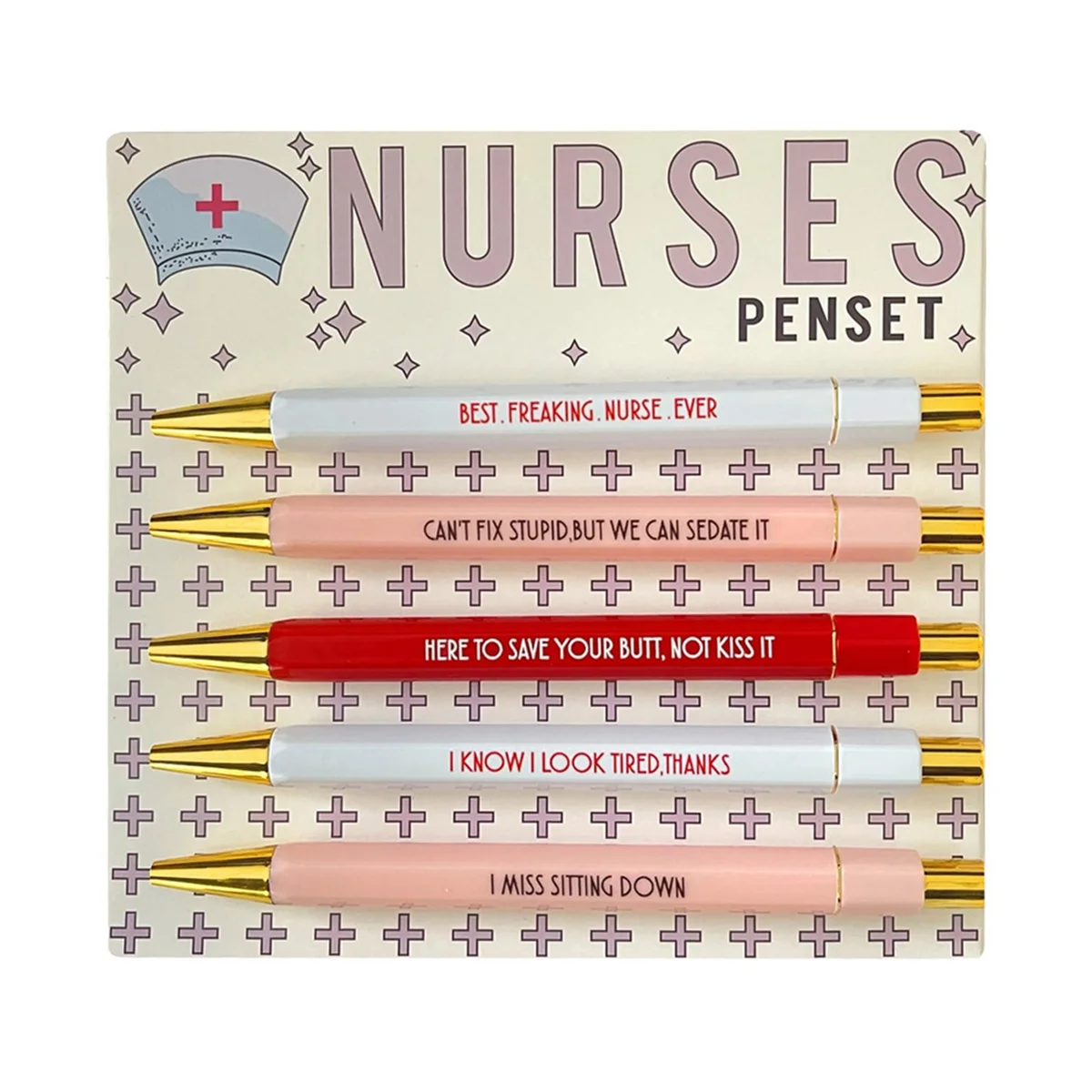 5Pcs Nurses Pen with Mood Word Multifunctional Portable Funny Nurses Ballpoint Pen Set Nurses Writing Pen Daily Use