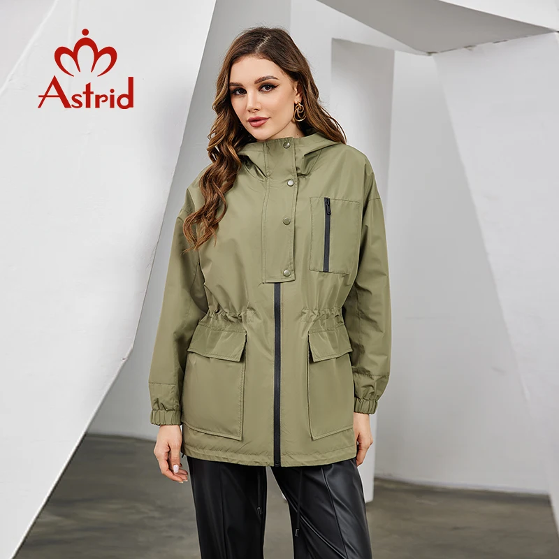 

Astrid Spring Autumn New Women's Trench Coat Women Jacket Hooded Zipper Belt Fashion Casual Windproof Overcoat Female Outerwear