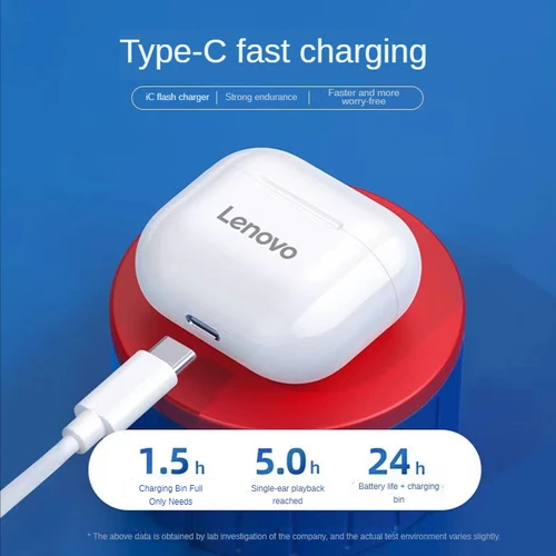 Imagen 2 del producto Original Lenovo Lp40 5 uds 10 Uds auriculares Bluetooth 5,0 semi-in-ear meeslepende audio hi-fi TWS microfoon control táctil