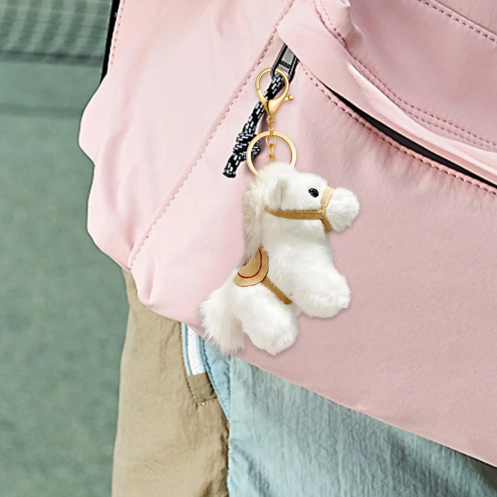 Plush Bag Charm 2026 New Year Animal Keyring 3.93in High Horse Purse Charm For Men Family Girlfriend Girl Boy Kids Birthday Tote