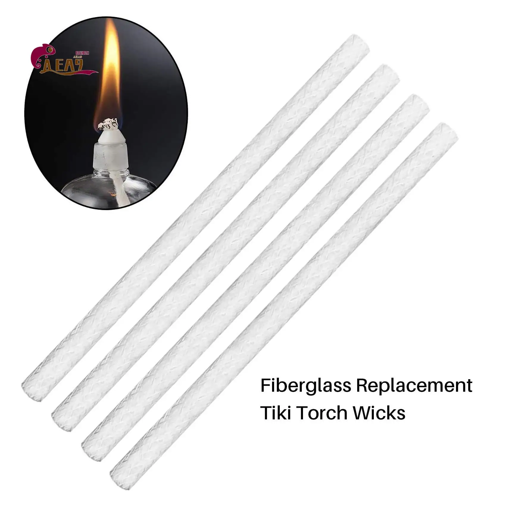 AEA9-24Pcs Fiberglass Replacement Wicks, Oil Lamps Wicks, Candle Wine Bottles Wicks For Outdoor Tiki Torches,0.5 By 9.85 Inch