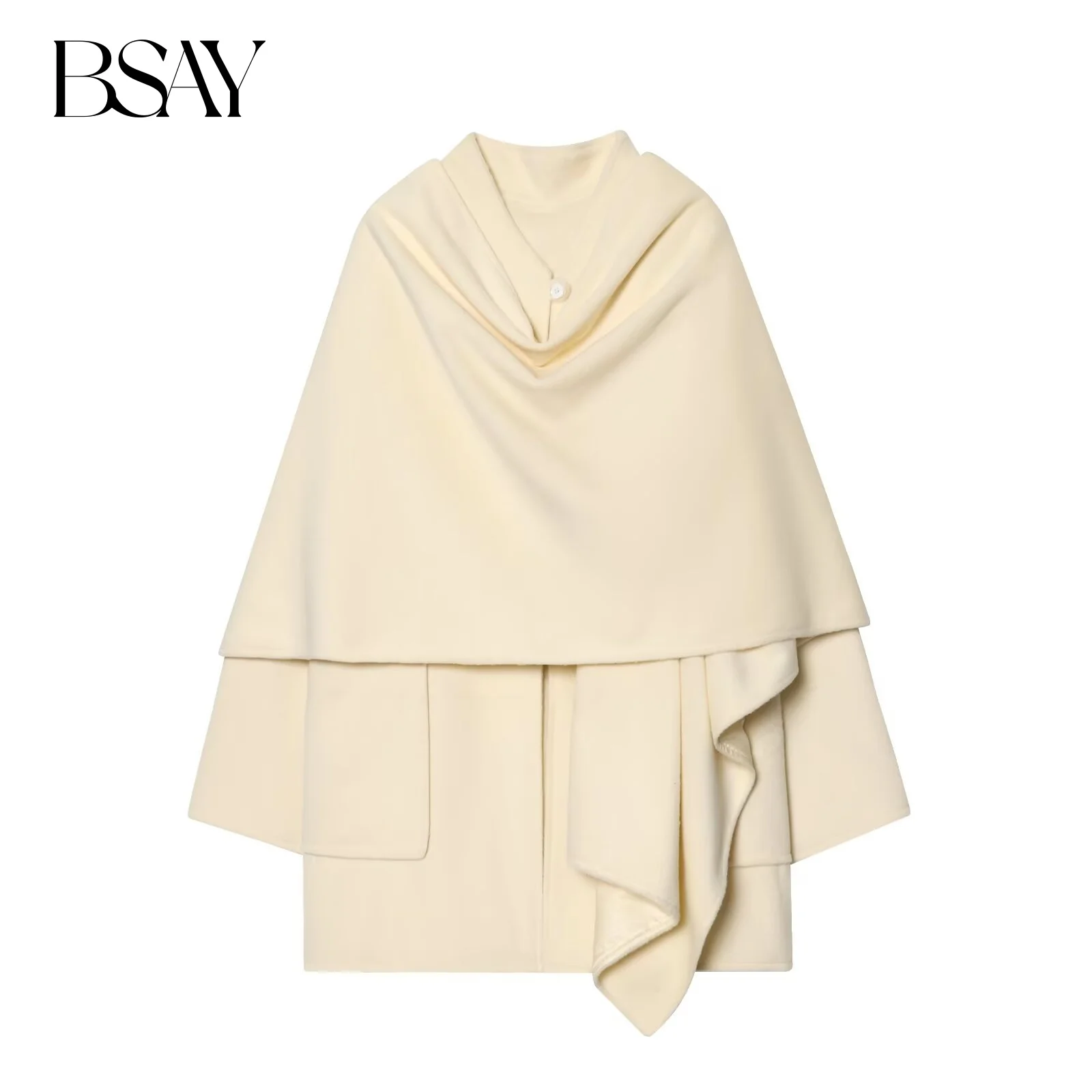 

BSAY Layered Decorative Coat for Women Fashion Autumn Winter New Solid Long Sleeved Single Breasted V-neck Coats Jacket Mujer