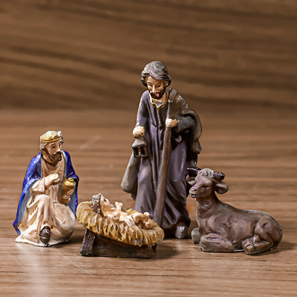 

Nativity Scene Jesus Figurines Resin Large Size Christmas Decor Baby Jesus Set Religious Beliefs Retro Statue Home nament