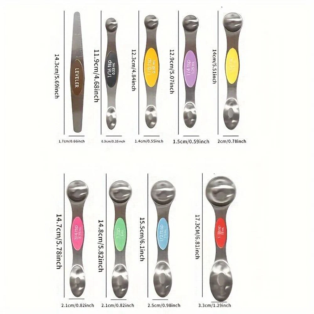 

Magnetic Measuring Spoon Set 6pcs Multifunctional Dual Sided Stackable Seasoning Spoon for Home Kitchen