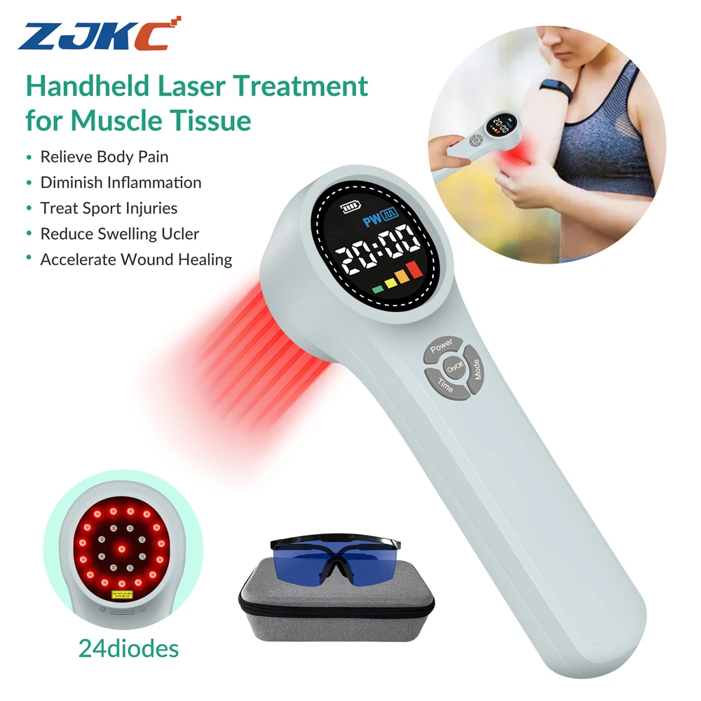 

ZJKC Handheld Laser Light Therapy Device for Pain Relief Laser Treatment for Human Pets Muscle Aches Tendinitis 1760mW 24diodes