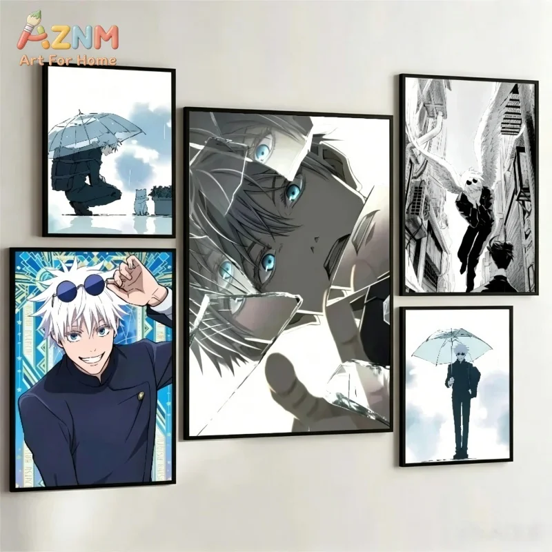 AZNM Jujutsu Kaisen Young Satoru Gojo Anime Canvas Painting Manga Style Wall Art Poster Home Bedroom Decor Canvas Print Gift