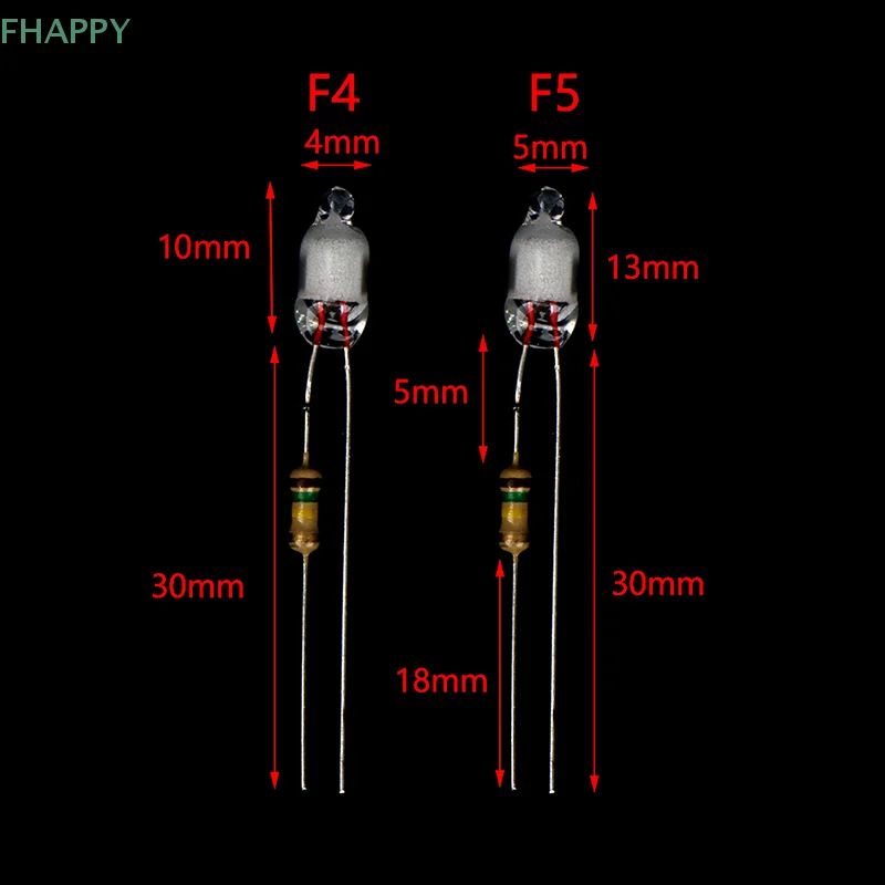 Lampadine al Neon da 10 pezzi 4*10mm 5*13mm indicatore di alimentazione principale con resistenza 220V rosso/blu/verde