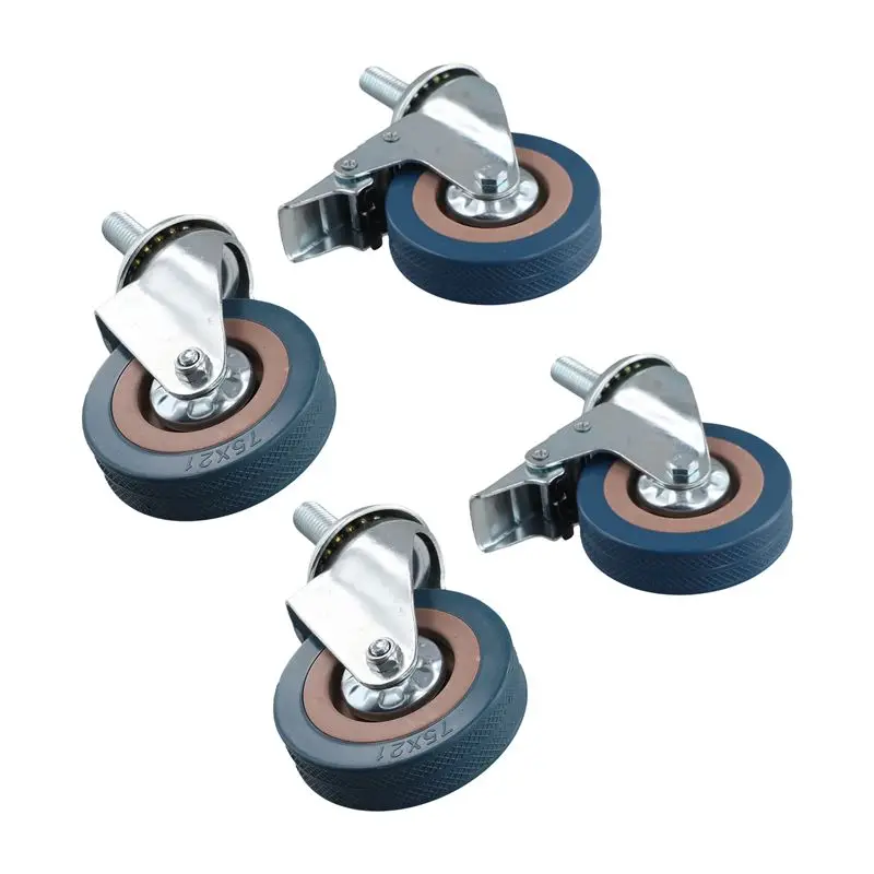 N96R Heavy Duty 75Mm Swivel Castor With Brake Trolley Casters Wheels For Furniture, Set Of 4