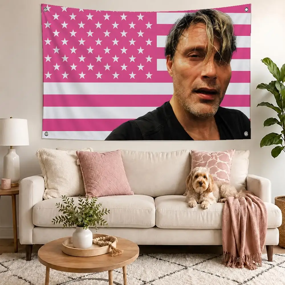Hot Actor Mads Mikkelsen Flags Concert Print Wall Hanging Art Banner, Indoor Outdoor Bedroom Home Decor Backdrop, Perfect Gift