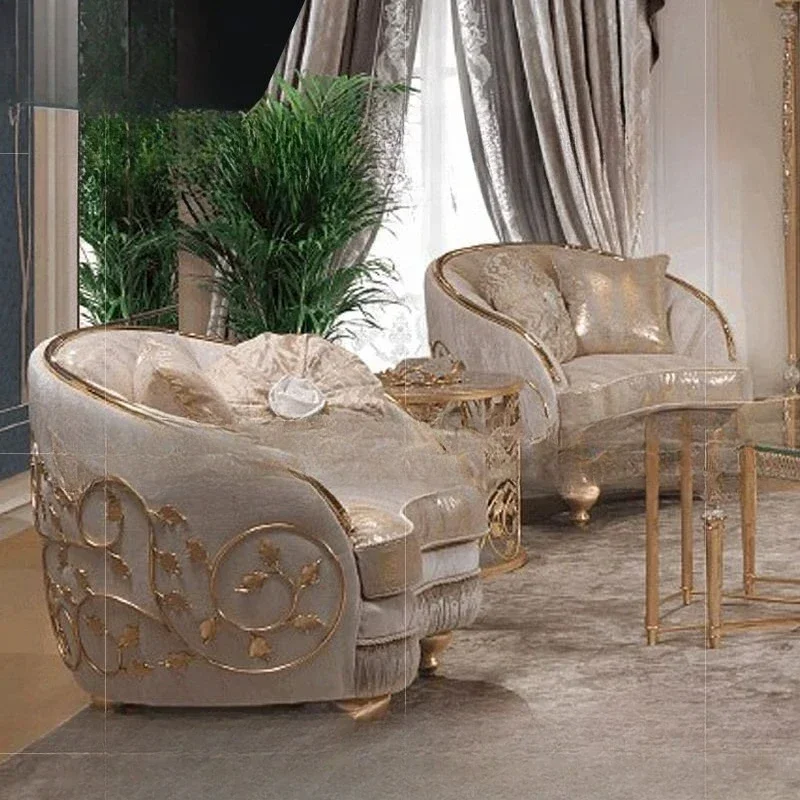 Легкий роскошный тканевый диван, комбинация французского ретро-гостини, диван с резьбой по дереву и цветком