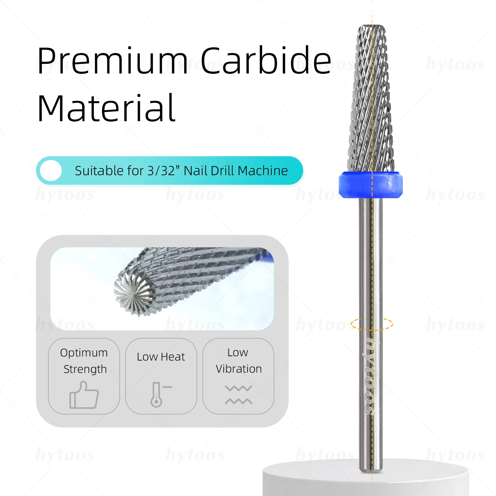 HYTOOS 5 in 1 4mm Professional Acrylic Carbide Bits Nail Drill Bits Manicure Gel Polish Remover Tool Electric Drills Accessories