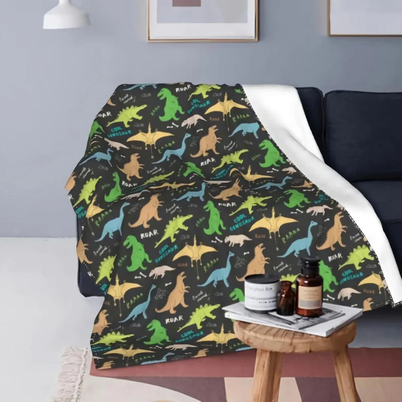 Cute Dinosaur Cool Cartoon Dino Roar Throw Fleece Flannel Collection Home Decor Sherpa Blanket for Bed Sofa