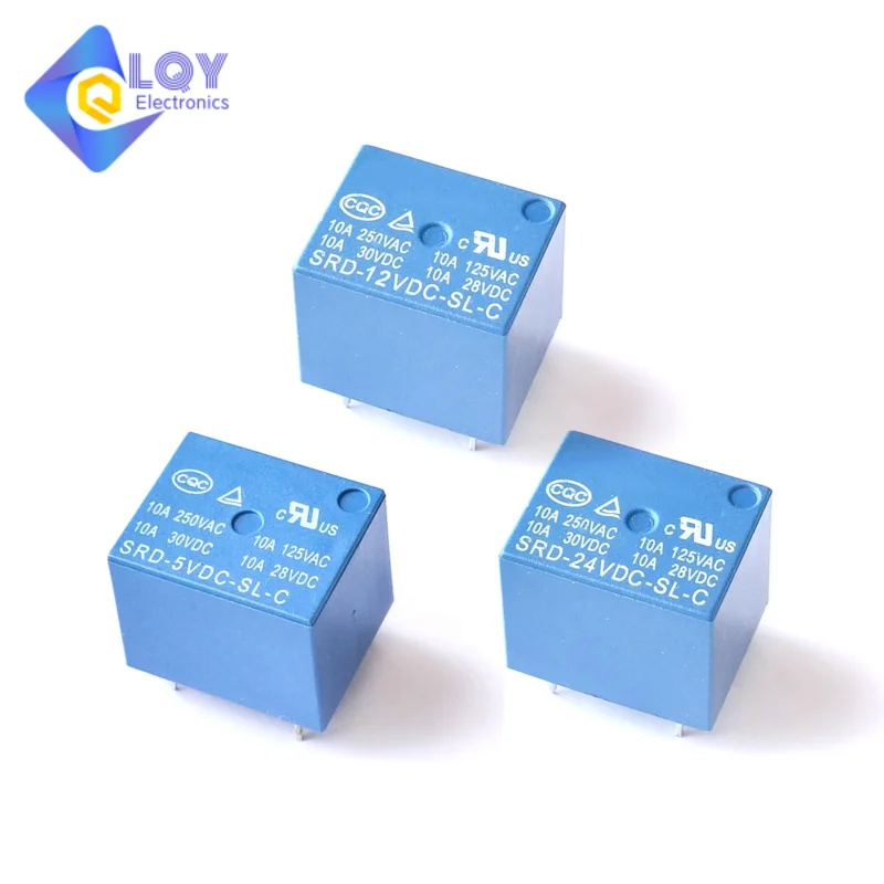 5PCS/lot Relays  srd-05VDC-SL-C-12VDC-SL-C-24VDC-SL-C 5V 12V 24V 10A 250VAC 5PIN T73