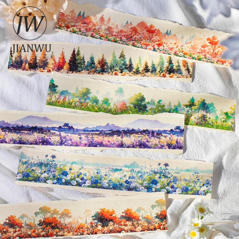 JIANWU 50mm*200cm Healing Wilderness Series Vintage Plant Flower Material Collage PET Tape Creative DIY Journal Stationery