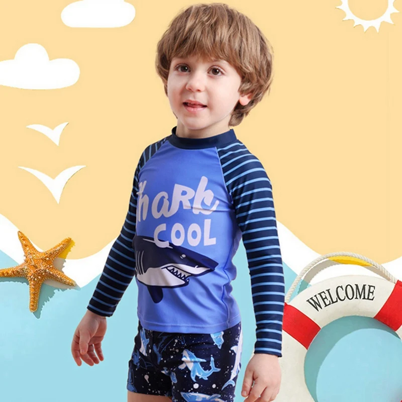 Swimsuit Kids Long Sleeve Children Swimming Suit Beach UPF50 Anti UV Toddler Baby Boy Swimwear Dinosaur Shark Bathing Suit Child