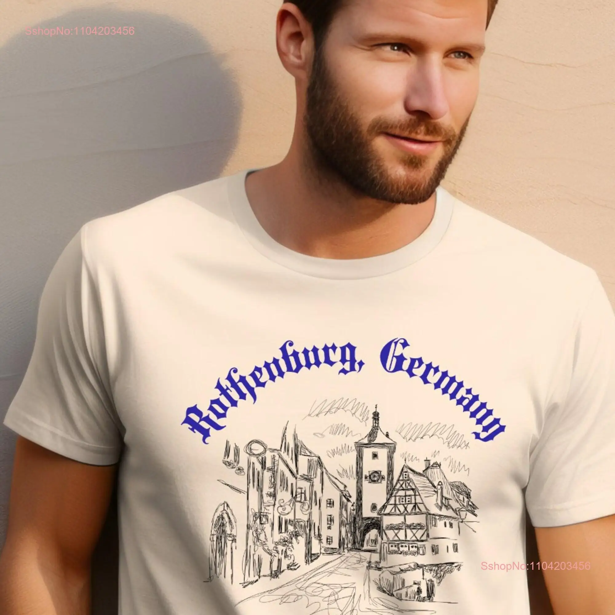 ROTHENBURG GERMANY Street Scene Sketch Travel German Family Roots Heritage Ancestry Pride Jersey  T Shirt