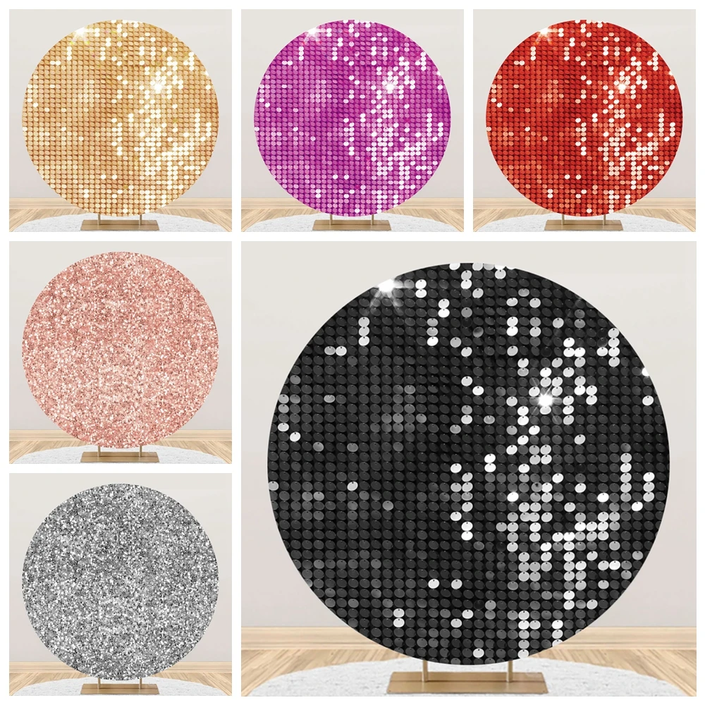 

Glitters Sequins Round Backdrops Birthday Party Decoration Colored Polka Dots Baby Shower Family Party Photographic Backgrounds