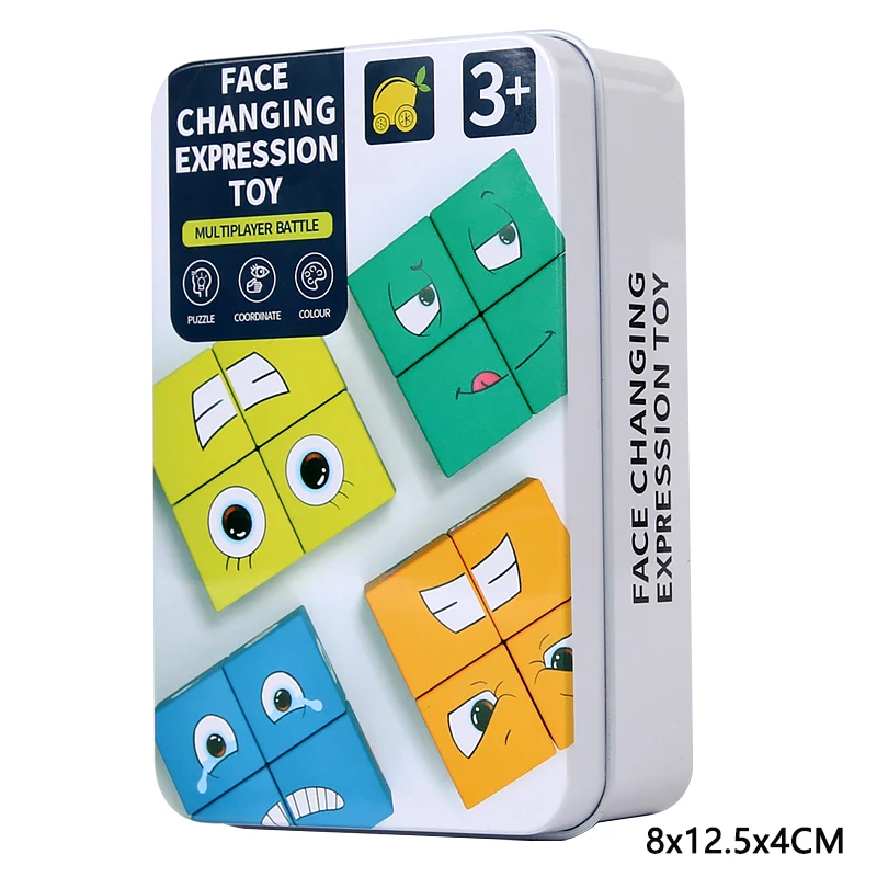 Face Changing Expression Toy Cube Building Blocks Toddler Puzzle Early Education Battle Fun Wooden Toys