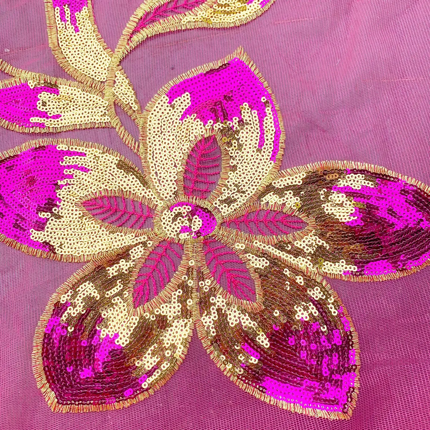 Sequined Embroidery Patches Iron On Flowers Diy Costumes Trims Mirror Pair Appliques For Opera Dress