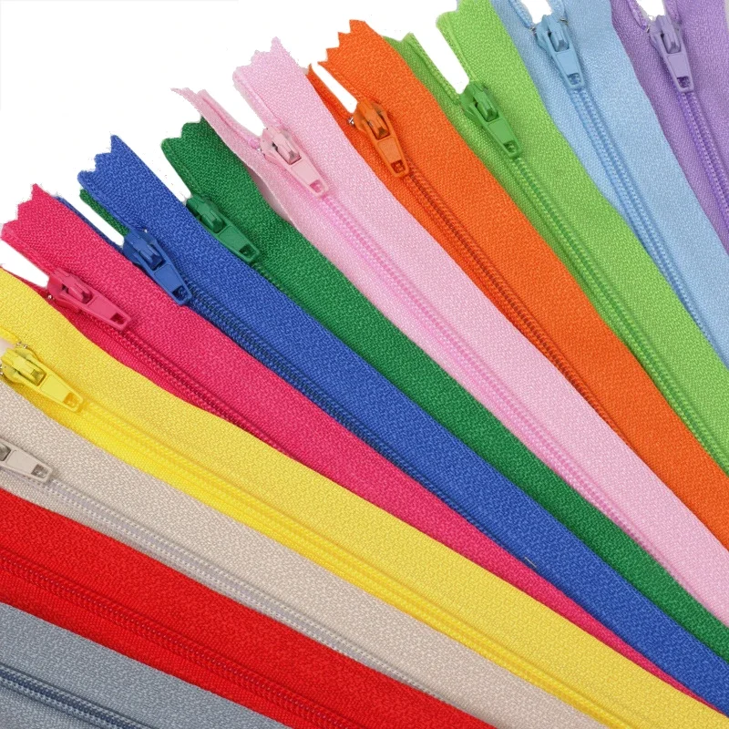 20pcs 20CM Colorful Nylon Access Control Zipper Auto Lock Closed-End Zipper Pants Clothing Zipper for Bag Pants 3#