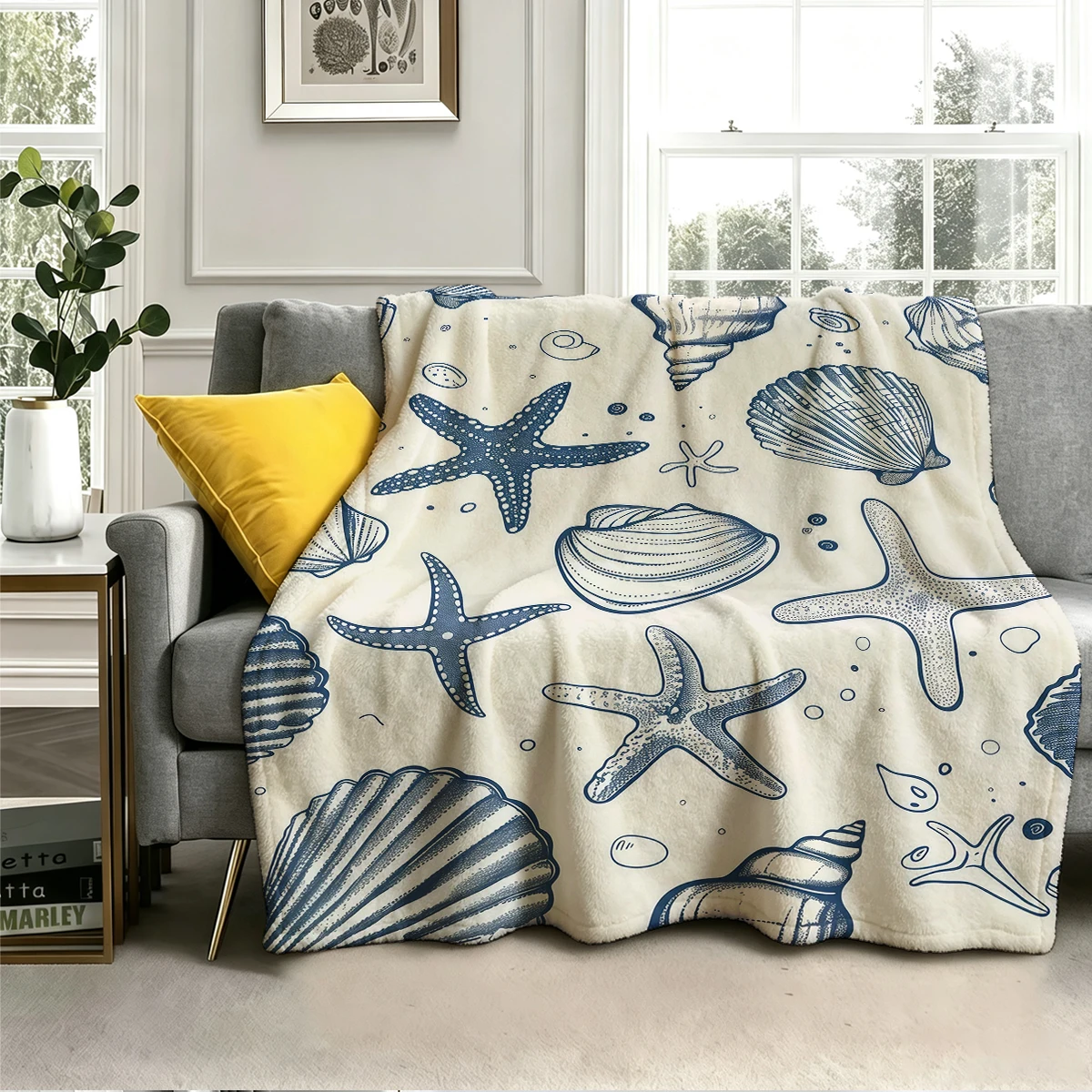 Ocean Treasures  Flannel Blanket Warm Soft Halloween Christmas Couch Warm Cozy Decorative Decor Gift for All Season