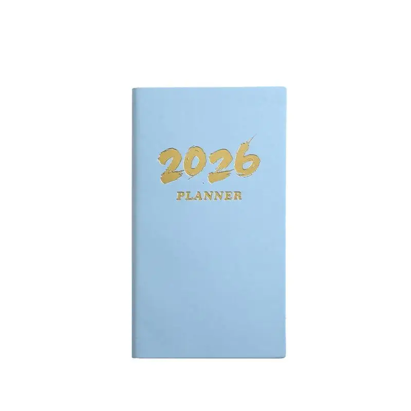 Specifiche A6 Libro calendario inglese 2026, 64 fogli Libro calendario in pelle da 128 pagine, libro del piano giornaliero di 365 giorni