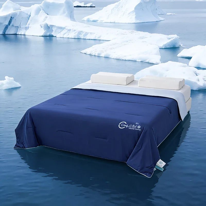 Grade A Cool Touch Summer Quilt Double Sided Ice Silk Cooling Blanket for Bed Queen King Breathable Air Conditioner Comforter