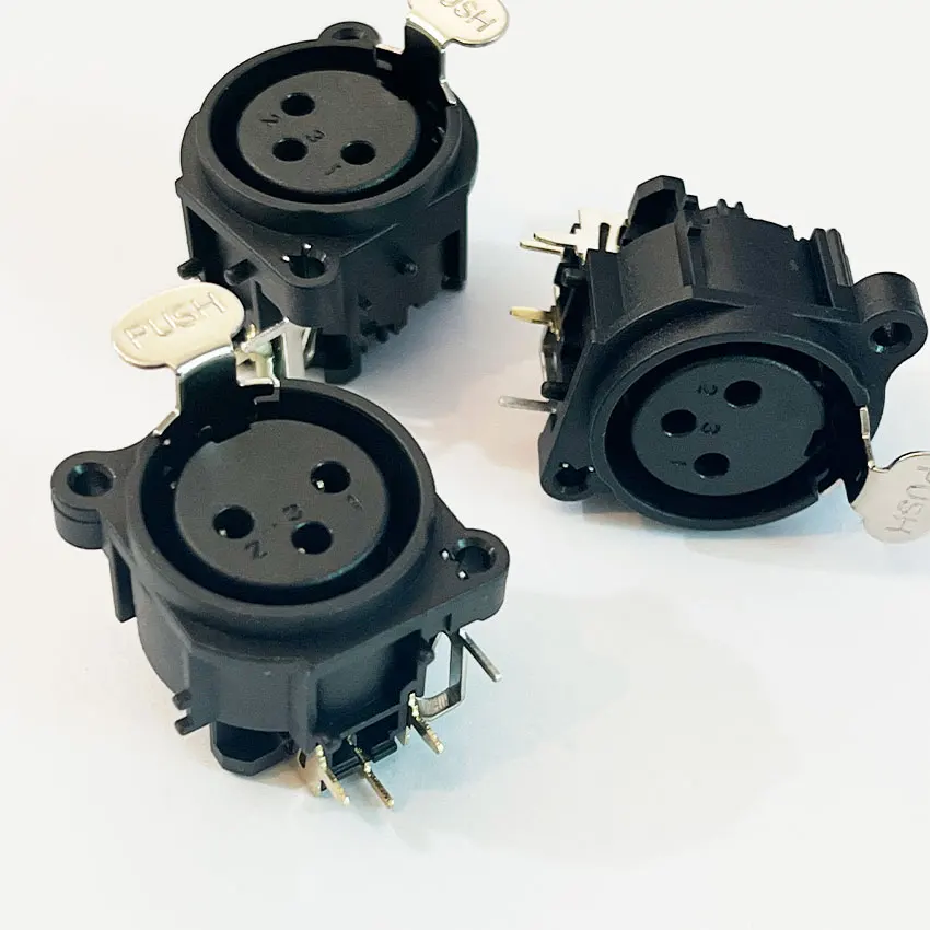 1pcs XLR 3 Pin  Female Socket Connector Square Shape PCB Panel Mount Chassis 3 Pole XLR Adapter