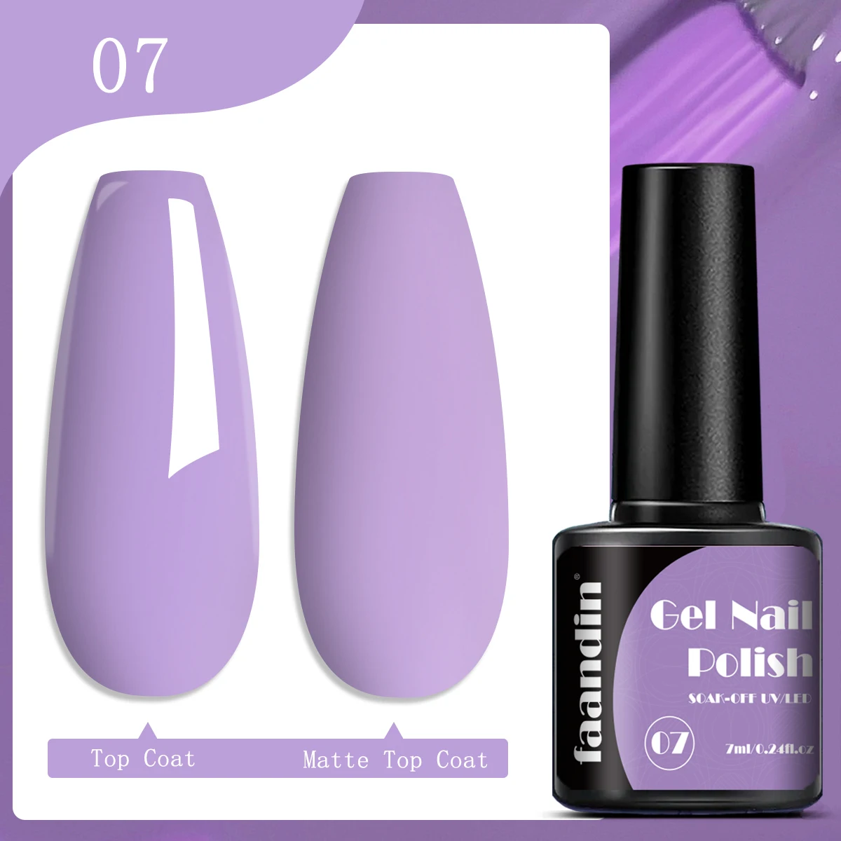 Faandin 7 ml * 1 bouteille, vernis à ongles gel de couleur unie, gel de vernis à ongles sélectionné série violette, séchage rapide, couleurs nobles et élégantes, sans alcool, couleur complète, pas facile à décolorer, peut être appliqué à la maison, article essentiel pour les dames à la mode, les sociétés et sociétés