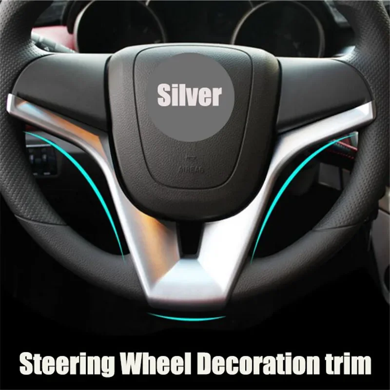For Chevrolet Cruze Trax Tracker Sedan Hatchback 2009-2015 Car Steering Wheel Trim Cover Chrome Sticker Accessories
