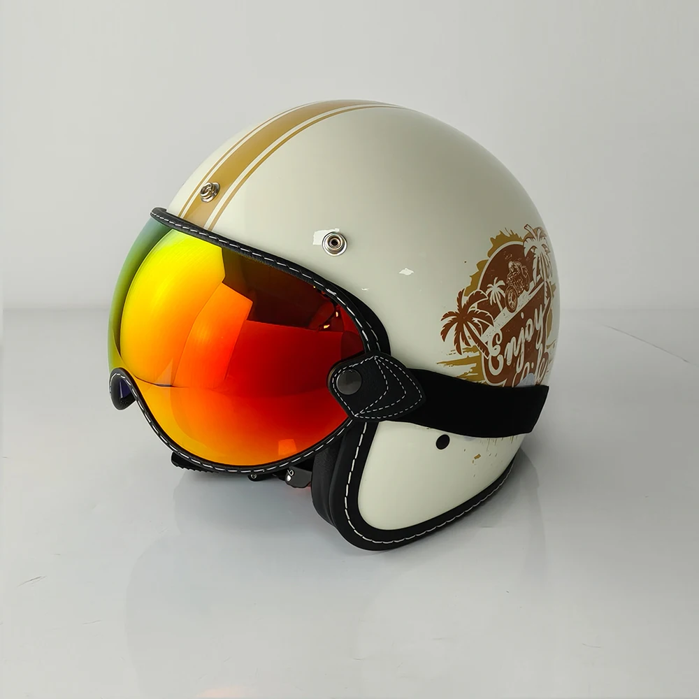 Universal Open Face 3/4 Helmet Visor Lens Bubble Motorcycle Windshield Capacete Lens Windproof Vintage Motorbike Helmet Goggles